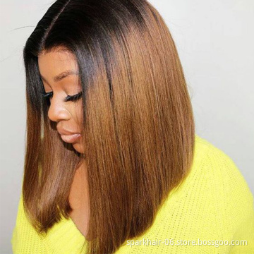 4*4 Bob Cut Wigs Lace Closure Human Hair Wigs,1B/30 Brazilian Hair 13*4 Lace Front Bob Wig,Ombre Honey Blonde Short Bob Lace Wig